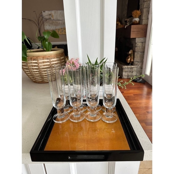 Set Of 4 Clear Glass ROSENTHAL STUDIO Champagne Flutes Champagne Crystal Glasses - Picture 1 of 5
